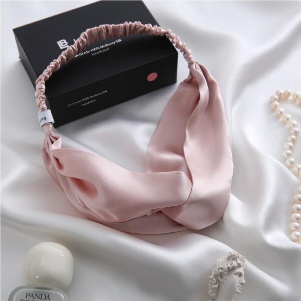Luxe Bedding 6A Grade 100% Mulberry Silk Headband Pink