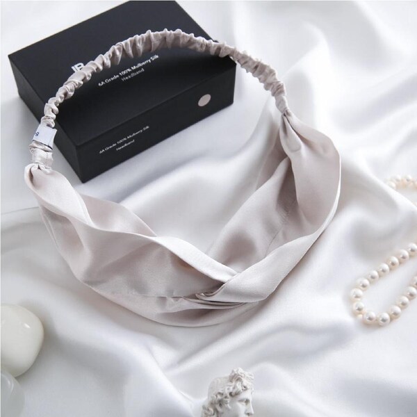 Luxe Bedding 6A Grade 100% Mulberry Silk Headband Sand