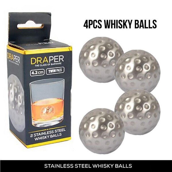 2x 2 pce Stainless Steel Whisky Balls
