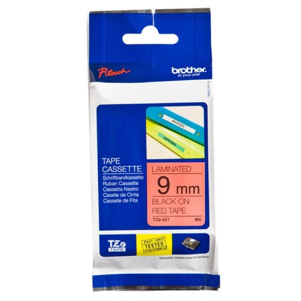 Brother TZE-421 - 9MM BLACK ON RED TZE TAPE