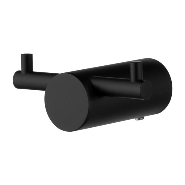 Double Robe Hook Clothes Towel Rack Holder Wall Mounted Hanger Black