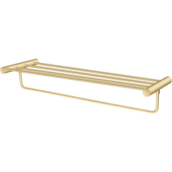 600MM Double Towel Shelf Holder Rack Rail Round Stainless Steel 304 Brushed Yellow Gold