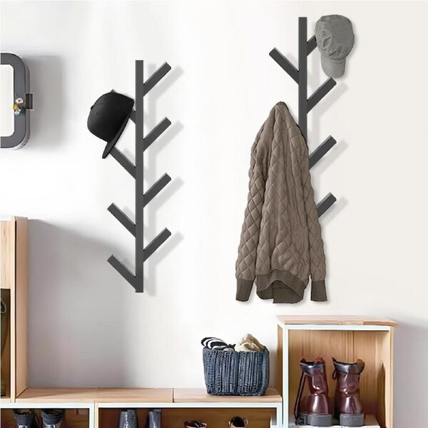 DelSol Metal Clothes Hanger Coat Hat Rack Wall Mounted Vertical 8 Hooks Hanging Hanger Iron Home Decor,Entryway Shelf Storage