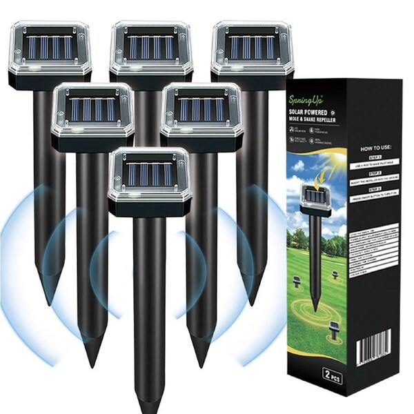 SpringUp 6pcs Garden Snake Repeller Multi Pulse Ultrasonic Solar Powered Pest Repellent