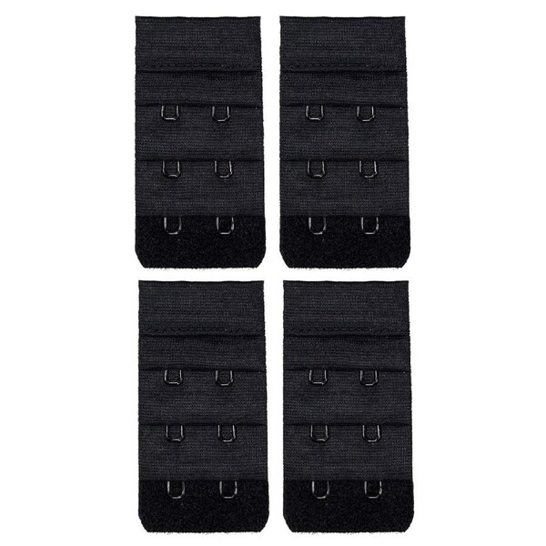 4x Triumph 2 Hook Bra Extender Extension Band Fastener Clip On Strap Black Bulk