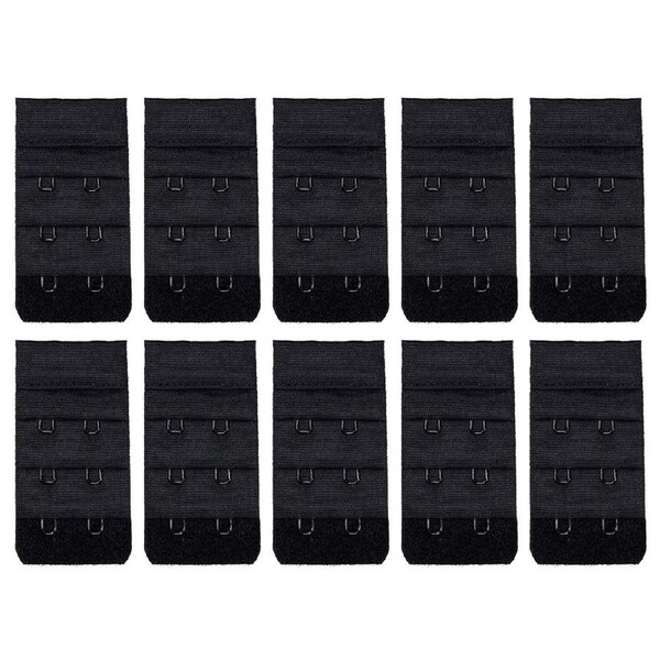 10 Pack Triumph 2 Hook Bra Band Extender Extension Clip On Band Strap Black Bulk