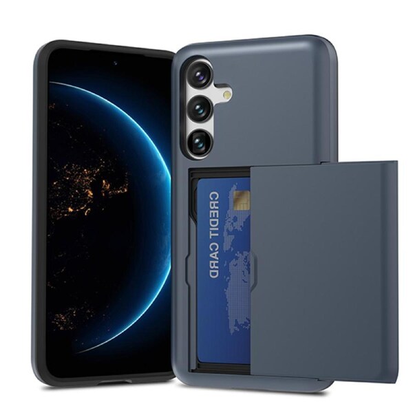 ZUSLAB Galaxy S24+ Case S24 Plus Slide Armor Card Holder Protective Shockproof Hard Back Cover for Samsung (2024) - Blue