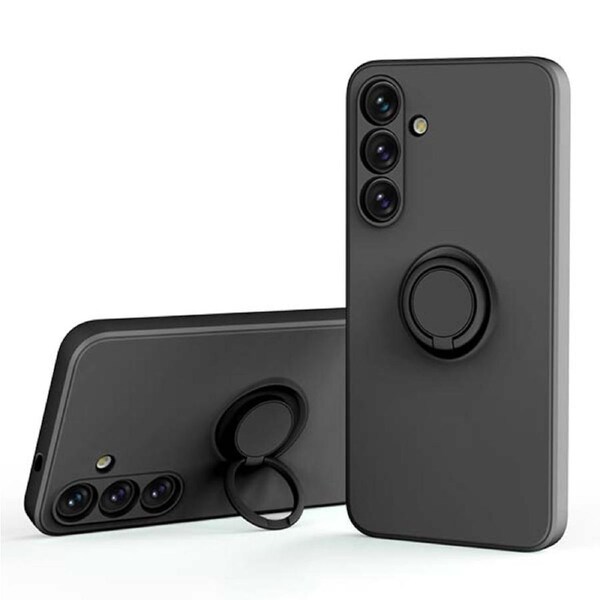 ZUSLAB Galaxy S24+ Case S24 Plus Silicone Stand Case Magnetic Finger Ring Kickstand Bumper Protective Cover for Samsung (2024) - Black