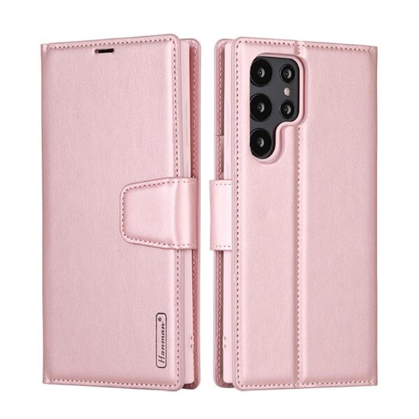 ZUSLAB Galaxy S24 Ultra Case Hanman Leather Wallet Card Cover for Samsung (2024) - Rose Gold