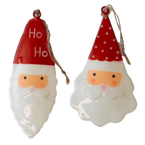 Santa Hanging Decoration Red 16cm 2 Assorted
