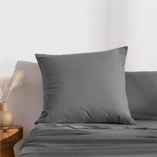Dreamaker Superfine Washed Microfibre Easy Care European 65 x 65cm - Charcoal