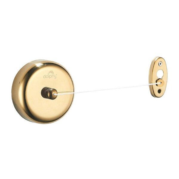 Dolphy Retractable Round Clothesline - Wall Mounted 304 Stainless Steel & Brass - Gold Finish, Space-Saving Laundry Solution
