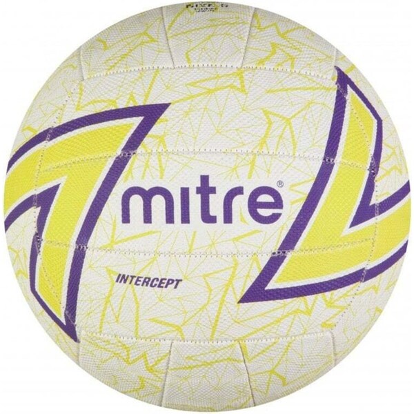 Mitre Intercept F18P Training Grade Netball White/Light Green/Purple Size 4