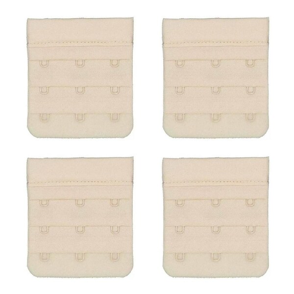 4x Triumph 3 Hook Bra Extender Extension Band Fastener Clip On Strap Beige Bulk