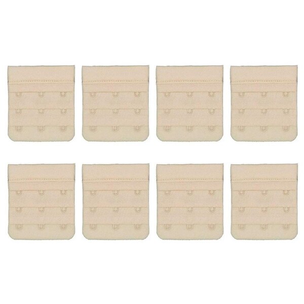 8 Pack Triumph 3 Hook Bra Band Extender Extension Clip On Band Strap Beige Bulk
