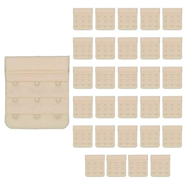 30 Pack Triumph 3 Hook Bra Band Extender Extension Clip On Band Strap Beige Bulk
