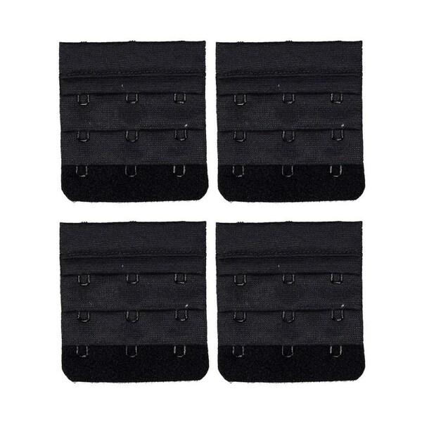 4x Triumph 3 Hook Bra Extender Extension Band Fastener Clip On Strap Black Bulk