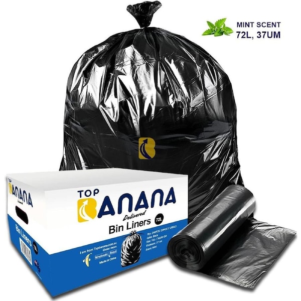 72L Heavy Duty Bin Liners/Rubbish Bags - 37um - Mint scent - Carton of 240