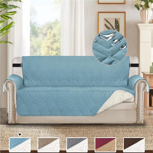 Sofa Covers Water Repellent Slip Covers 1/2/3/4 Seater Recliner Chair Covers 1-Seater / Smoke Blue/Beige