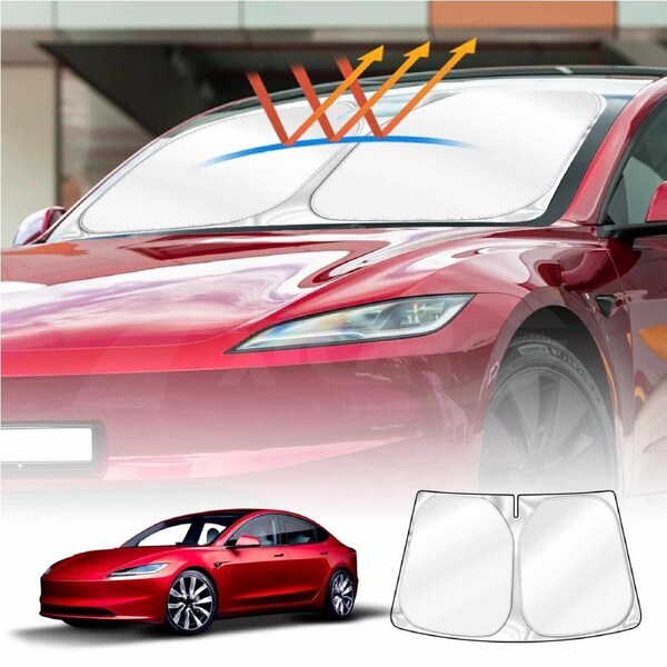 WindScreen Sun Shade for Tesla Model 3 Highland 2023-Onwards Blocks UV Rays Foldable Custom Sun Visor Protector