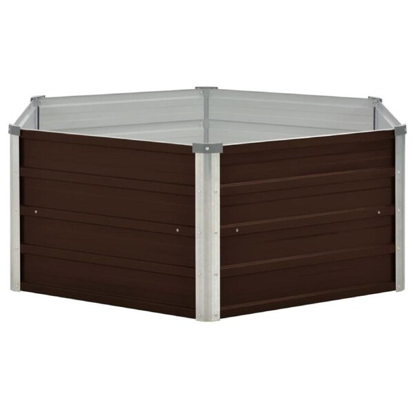 Raised Garden Bed Brown 129x129x46 cm Galvanised Steel Flower Vegetable Planter