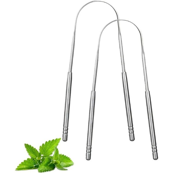 2 Pack Tongue Scraper,stainless Steel Tongue Cleaners,Tongue Scraper for Adults and Kids, Reduce Bad Breath and Fresh Breath(Silver), 2 Pack Silver U-shaped