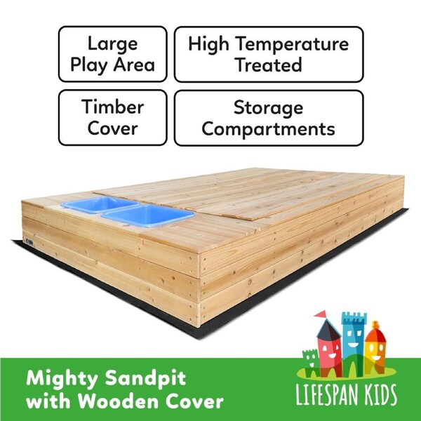 Lifespan Kids Mighty Sandpit with Wooden Cover