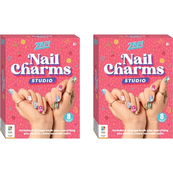 2x Zap! DIY Nail Charms Studio w/ 32-Page Book Kids/Children Fun Art Craft 8y+