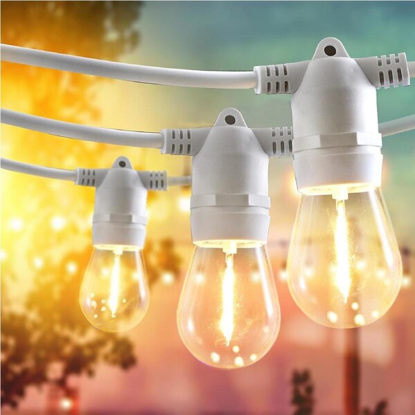 Groverdi 120M Led Festoon String Lights Outdoor Party Wedding IP65 Waterproof White Cord