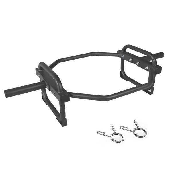 144cm - 12.8kg Olympic Shrug Deadlift Barbell Bar - 2 Free Spring Collar - Black