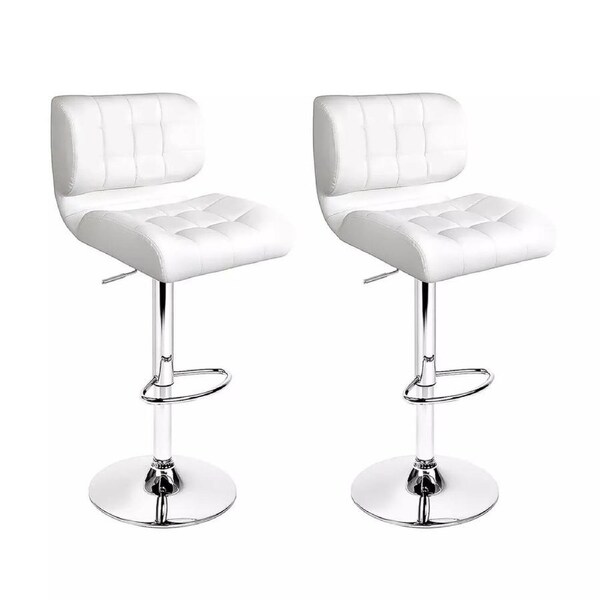 2 Pcs Bar Stools Leather Barstools Gas Lift Swivel Dining Chairs Pub Kitchen