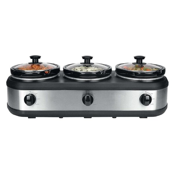 3-Pot Slow Cooker w/ 2.5L Capacity Each, 405W, 3 Warming Settings