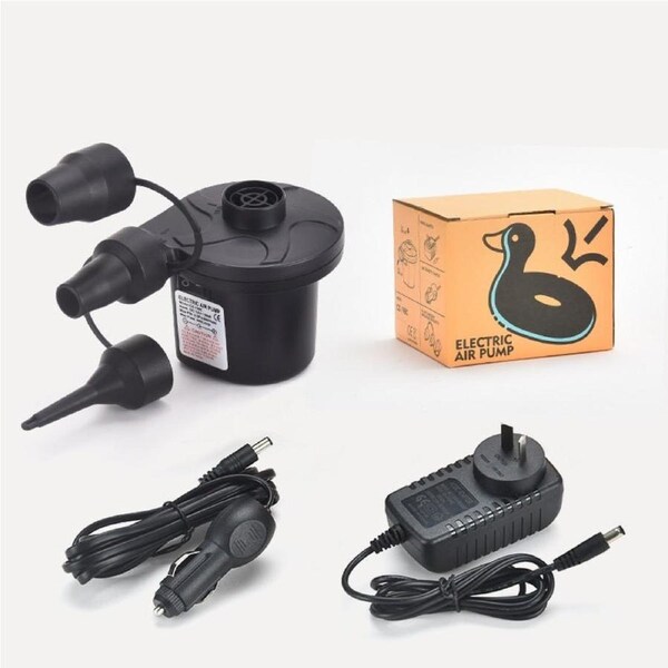 Portable Electric Air Pump for inflatables with 3 Nozzles, AC 240V/DC 12V 50W High Power Electric Air Pump for Air Bed Mattress Inflatables Paddling Pool Beach Toys