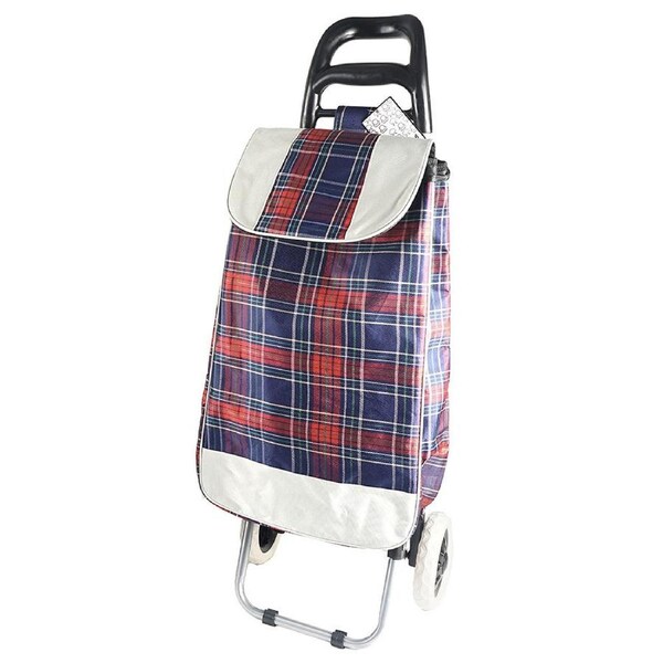 The Styled Room Lightweight Portable Shopping Trolley Checker Pattern Assorted