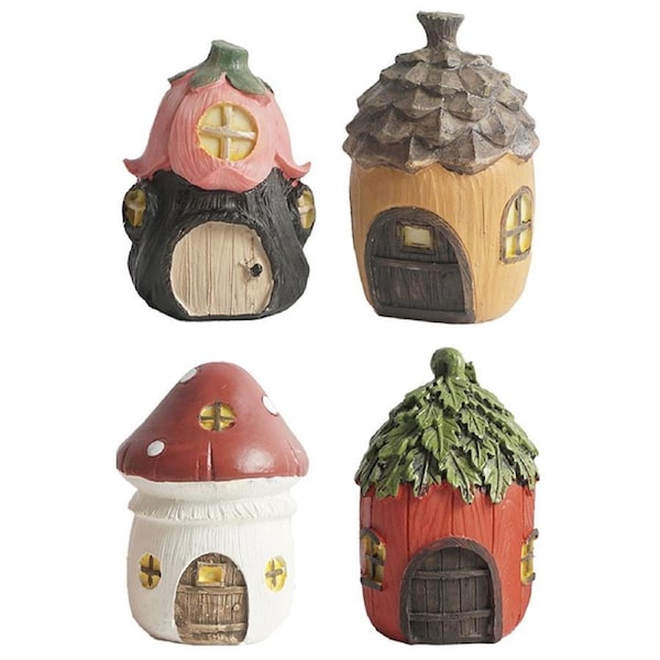 4x Antheia Green Homewares Plant/Pot Decor Fairy Garden Mini Tree House Assorted