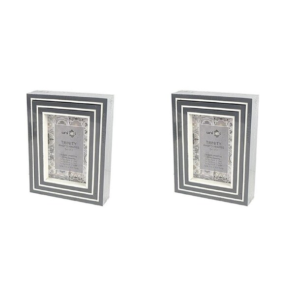2x 3pc Unigift Trinity 10X15cm Photo Frame Grey And White Home Decor Display Set