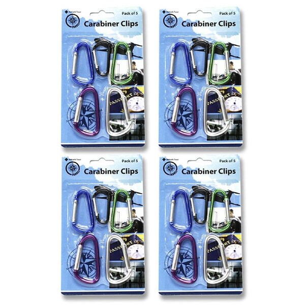 20pc Jemark Travel Outdoors Keychain Key Holder Carabiner Clips Assorted Set