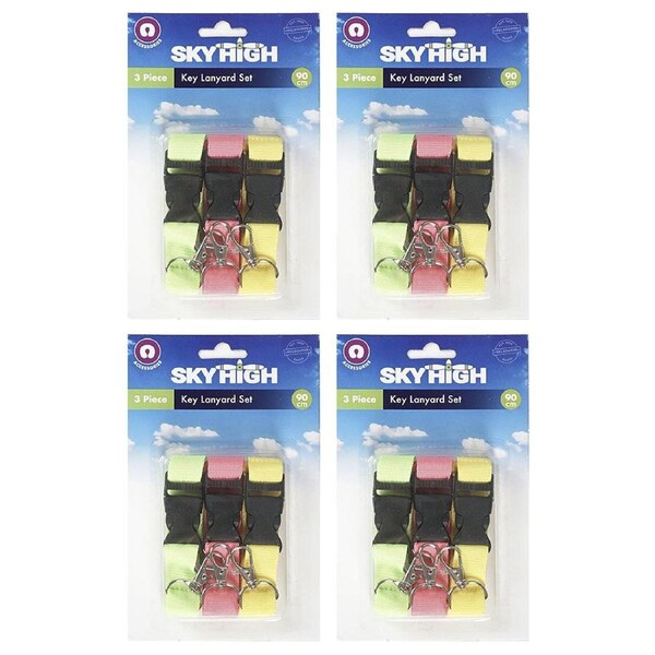 12pc Sky High Lightweight Portable Travel Key Neck Lanyard Set With Clips