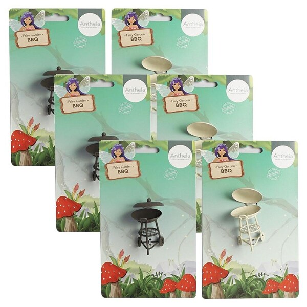 6x Antheia Green Homewares Outdoor Plant/Pot Decor Fairy Garden Bbq Assorted