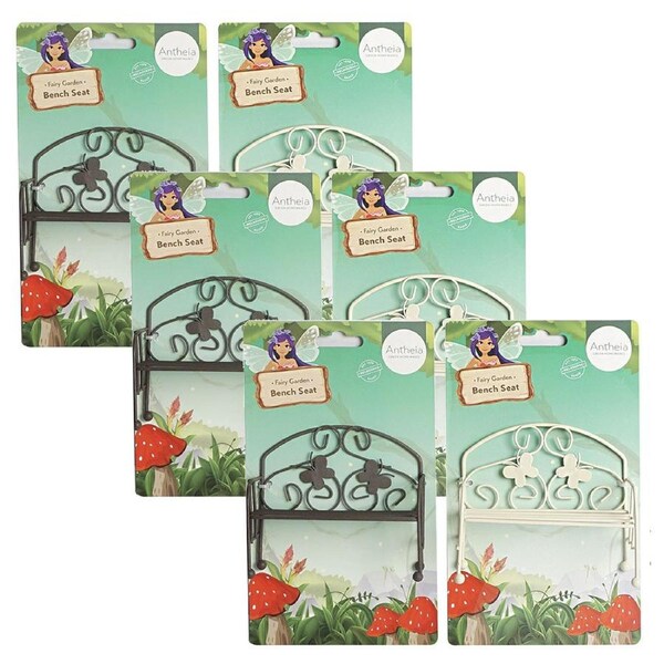6x Atheia Green Homewares Plant/Pot Decor Fairy Garden Bench Seat Assorted