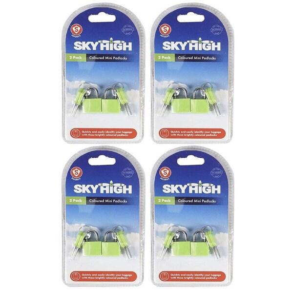 8pc Sky High Travel Coloured Luggage Protection Mini Padlock Assorted Colours