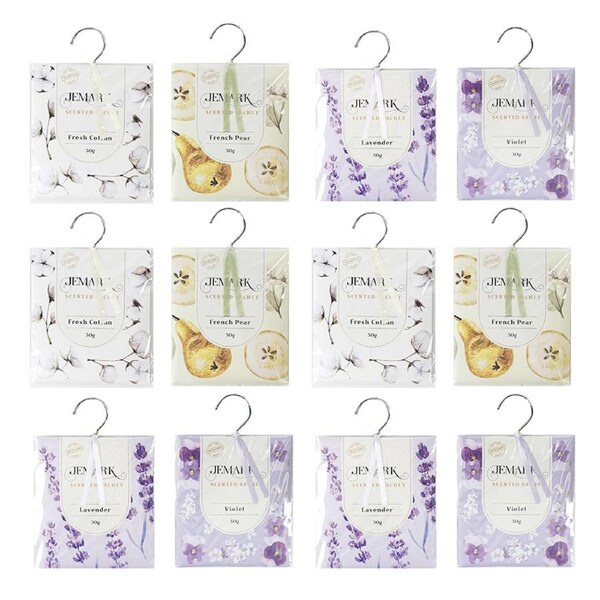 12x Jemark Fragrance Sachet Hanger 30G Assorted Fragrances Closet Clothes Set