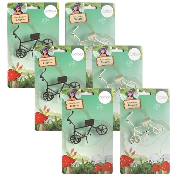 6x Atheia Green Homewares Plant/Pot Decor Fairy Garden Metal Bicycle Assorted