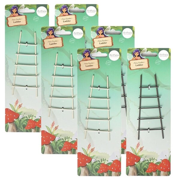 6x Atheia Green Homewares Outdoor Plant/Pot Decor Fairy Garden Ladder Asstd