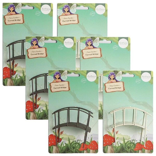 6x Antheia Green Homewares Plant/Pot Decor Fairy Garden Metal Curved Bridge Asstd