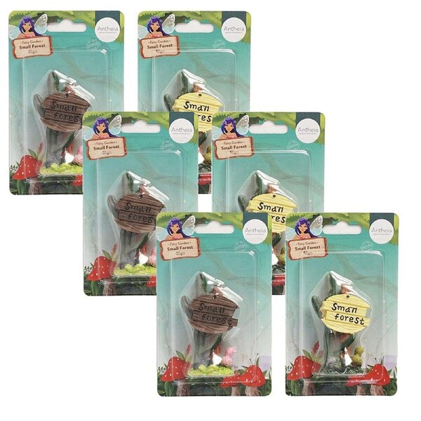6x Antheia Green Homewares Plant/Pot Decor Fairy Garden Small Forest Sign Asstd