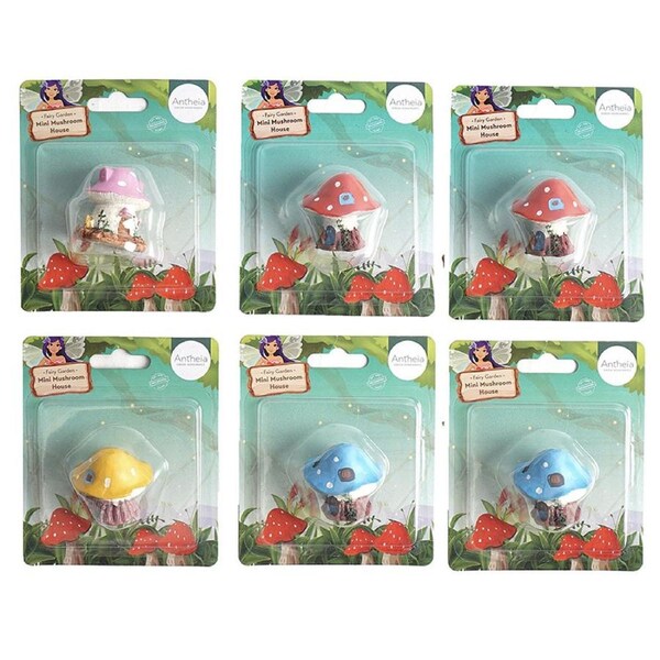 6x Atheia Green Homewares Plant/Pot Fairy Garden Small Mushroom House Assorted