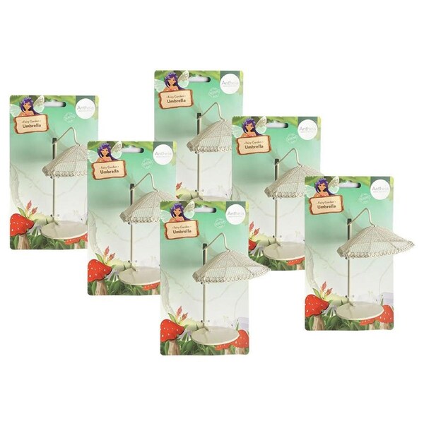 6x Atheia Green Homewares Plant/Pot Decor Fairy Garden Metal Umbrella Assorted