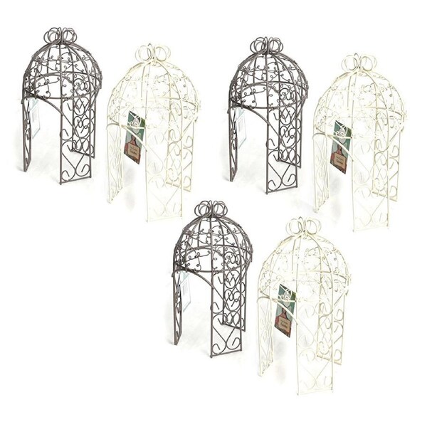 6x Atheia Green Homewares Plant/Pot Decor Fairy Garden Metal Gazebo Assorted