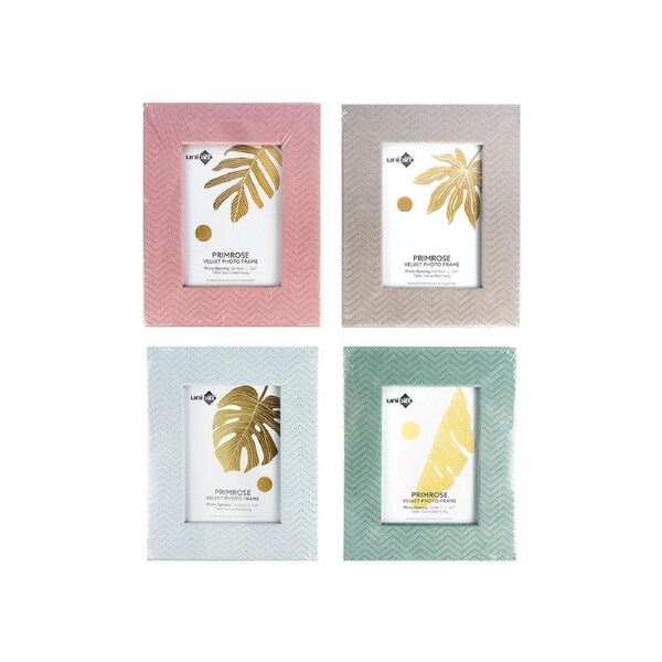 4x Unigift Primrose Velvet Edge Photo Frame 13X18cm Assorted Colours Home Decor